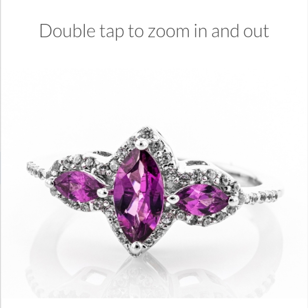 COPY - Raspberry Color Rhodolite Rhodium Over Silver Ring 1.14ctw Size8 No Tags…